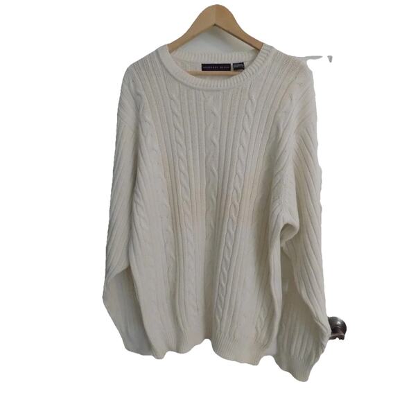 Geoffrey Beene pullover sweater cable knit crew neck cream womens size XL NWT - Picture 3 of 6